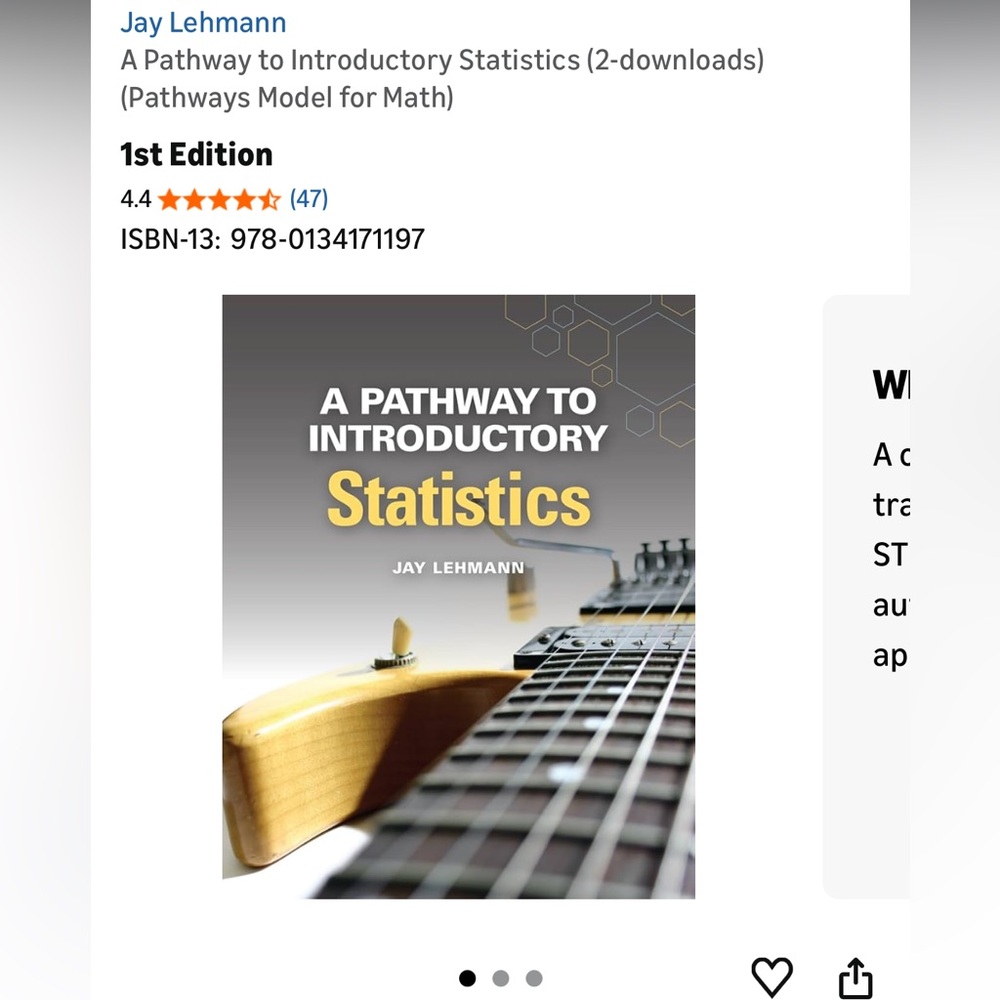 A pathway to introductory statistics textbook by Jay Lehmann